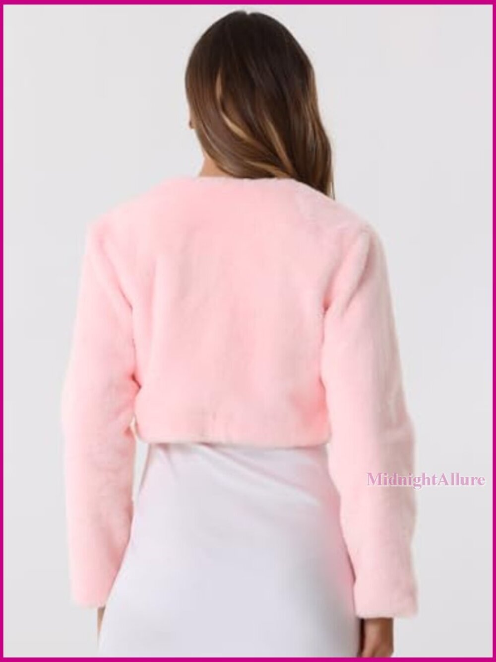 Faux Fur Shrug Jacket Formal Bolero Evening Wear Long Sleeve - Picture 2 of 5